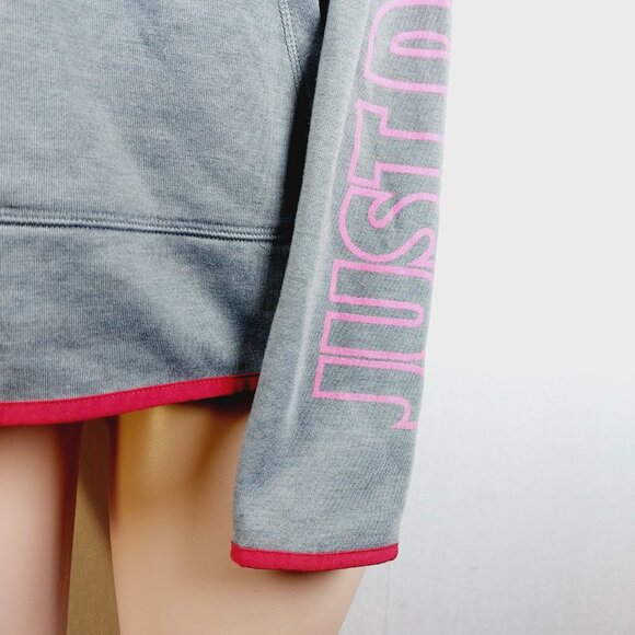Nike Women's Grey Pink Dri-FIT Just Do It Lightweight Pullover Hoodie Size L - Picture 7 of 14